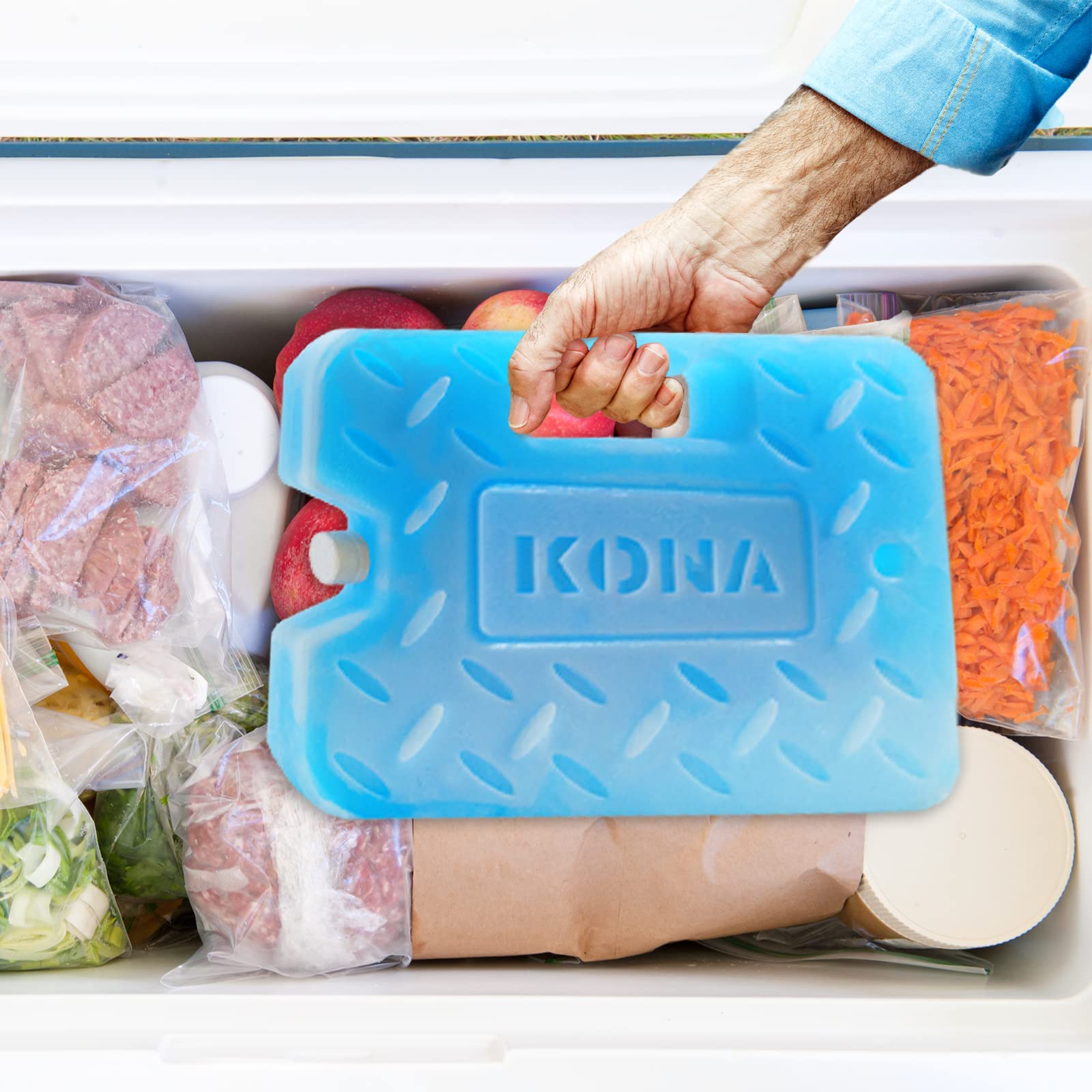 Kona (Set of 4) Blue Large & Small Ice Packs - (4 lb) Large Blue Ice Packs & (2 lb) Small Blue Ice Packs - Refreezable & Reusable for Coolers - Perfect for The Beach, Camping Trips, and Sports Events - Image 3