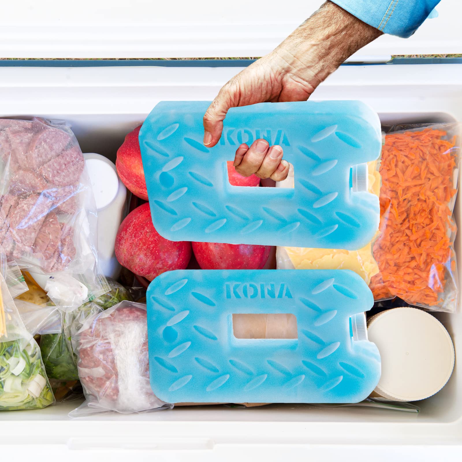 Kona (Set of 4) Blue Large & Small Ice Packs - (4 lb) Large Blue Ice Packs & (2 lb) Small Blue Ice Packs - Refreezable & Reusable for Coolers - Perfect for The Beach, Camping Trips, and Sports Events - Image 5