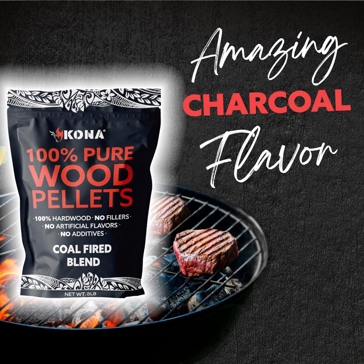 Set of 5 (2lb) Variety Smoker Pellets - All-Purpose, 100% Natural Variety Wood Pellets (Cherry, Apple, Supreme Blend, & Mesquite Acacia) and Coal-Fired Pizza Charcoal Pellets - Premium & Smoky Taste - Image 3
